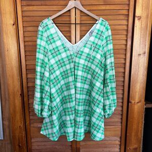 NWT ASOS Green Plaid Swing Dress